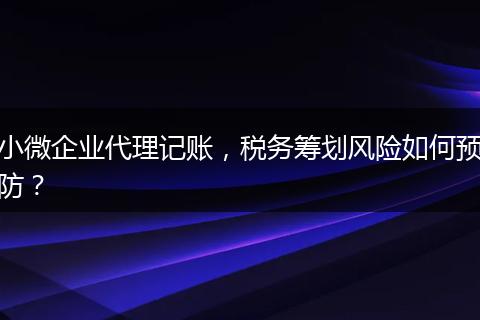 小微企业代理记账,税务筹划风险如何预防?