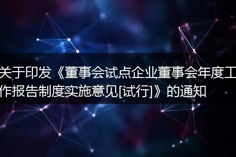 关于印发《董事会试点企业董事会年度工作报告制度实施意见[试行]》的通知