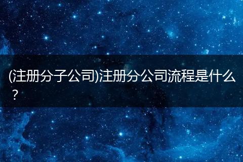 (注册分子公司)注册分公司流程是什么?