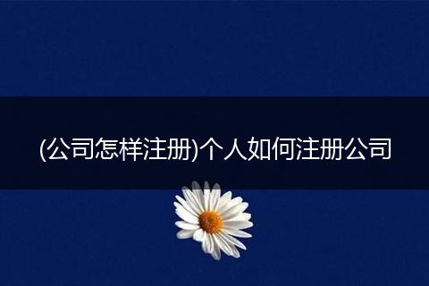 (公司怎样注册)个人如何注册公司