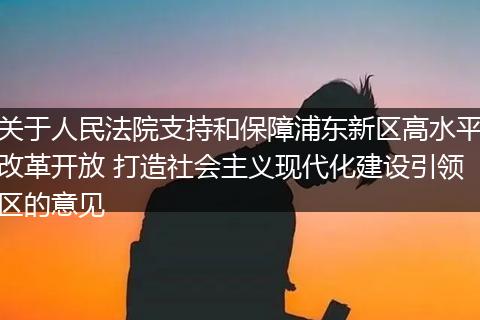 关于人民法院支持和保障浦东新区高水平改革开放 打造社会主义现代化建设引领区的意见
