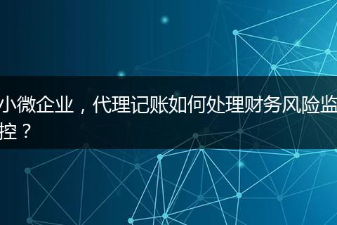 小微企业,代理记账如何处理财务风险监控?