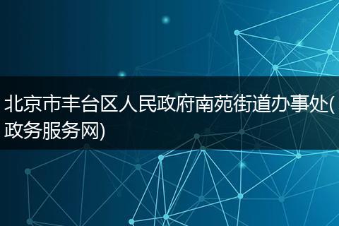 北京市丰台区人民政府南苑街道办事处(政务服务网)
