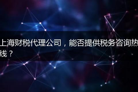 上海财税代理公司，能否提供税务咨询热线？