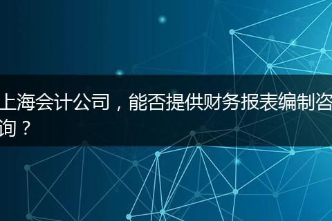 上海会计公司，能否提供财务报表编制咨询？