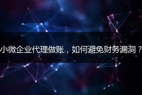 小微企业代理做账，如何避免财务漏洞？