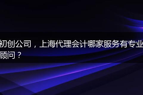 初创公司，上海代理会计哪家服务有专业顾问？