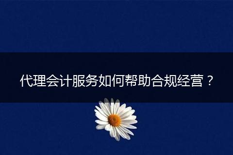 代理会计服务如何帮助合规经营?