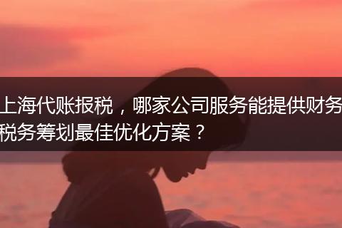 上海代账报税,哪家公司服务能提供财务税务筹划最佳优化方案?