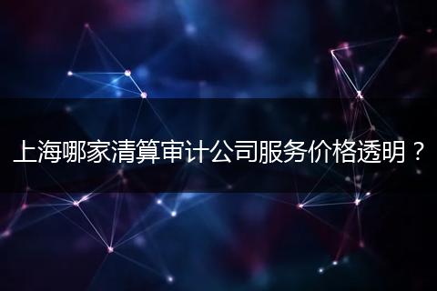 上海哪家清算审计公司服务价格透明？