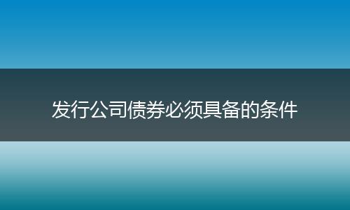 发行公司债券必须具备的条件