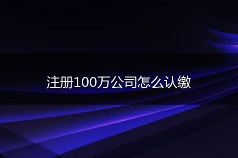 注册100万公司怎么认缴