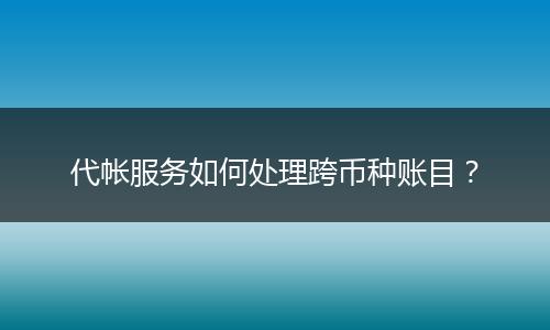 代帐服务如何处理跨币种账目?