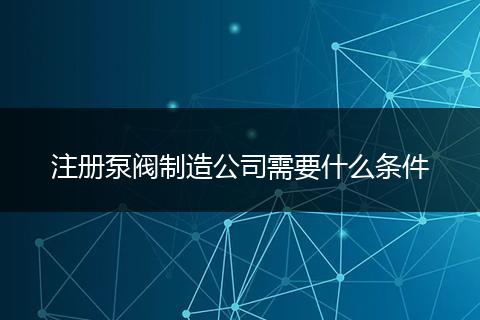 注册泵阀制造公司需要什么条件