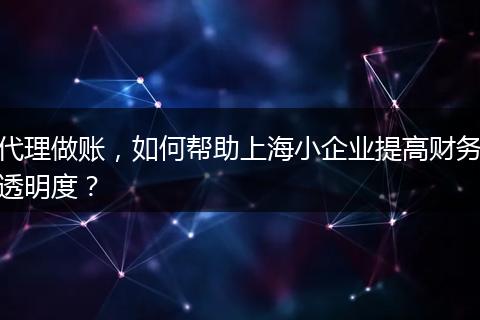 代理做账，如何帮助上海小企业提高财务透明度？