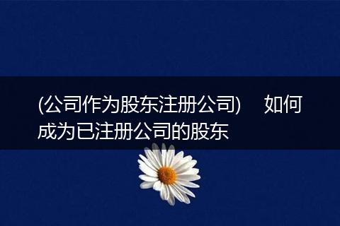(公司作为股东注册公司)    如何成为已注册公司的股东