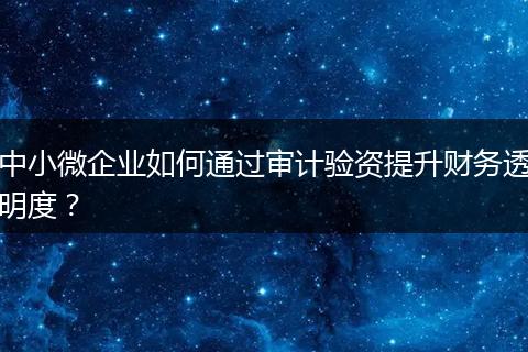 中小微企业如何通过审计验资提升财务透明度?