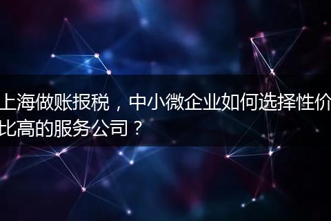 上海做账报税,中小微企业如何选择性价比高的服务公司?