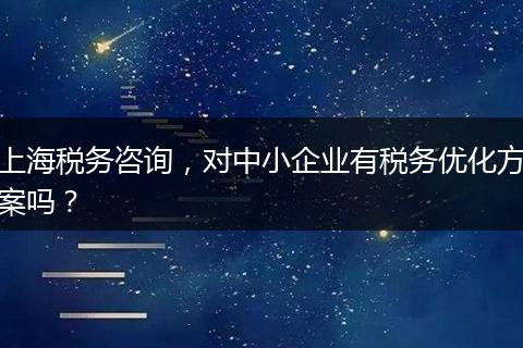 上海税务咨询，对中小企业有税务优化方案吗？