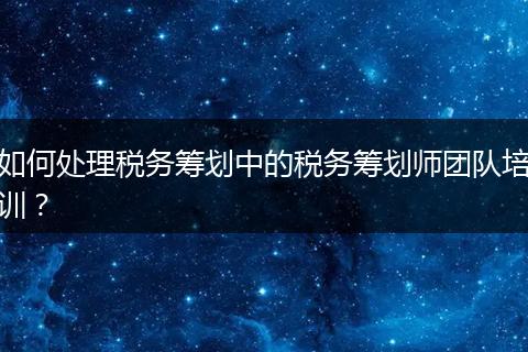 如何处理税务筹划中的税务筹划师团队培训？