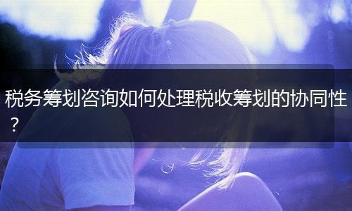 税务筹划咨询如何处理税收筹划的协同性？