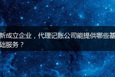 新成立企业，代理记账公司能提供哪些基础服务？