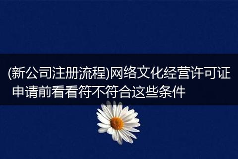 (新公司注册流程)网络文化经营许可证 申请前看看符不符合这些条件