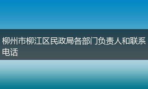 柳州市柳江区民政局各部门负责人和联系电话