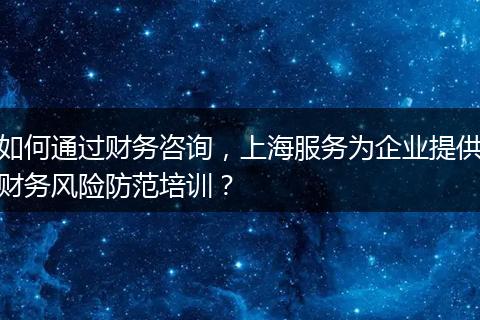 如何通过财务咨询，上海服务为企业提供财务风险防范培训？