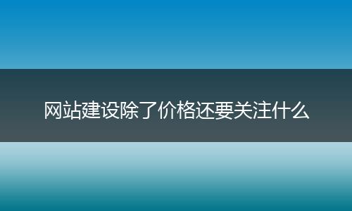 网站建设除了价格还要关注什么