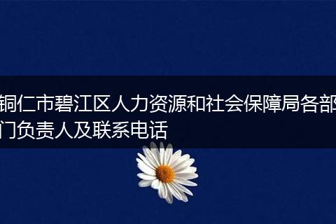 铜仁市碧江区人力资源和社会保障局各部门负责人及联系电话