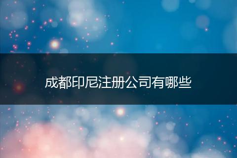 成都印尼注册公司有哪些