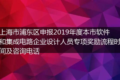 上海市浦东区申报2019年度本市软件和集成电路企业设计人员专项奖励流程时间及咨询电话