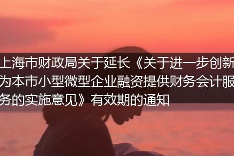 上海市财政局关于延长《关于进一步创新为本市小型微型企业融资提供财务会计服务的实施意见》有效期的通知