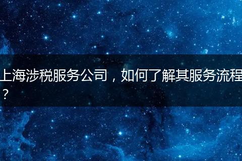 上海涉税服务公司,如何了解其服务流程?