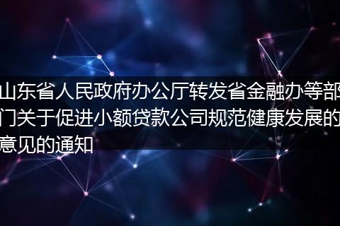 山东省人民政府办公厅转发省金融办等部门关于促进小额贷款公司规范健康发展的意见的通知