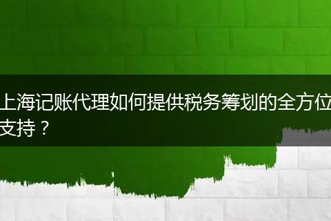 上海记账代理如何提供税务筹划的全方位支持？