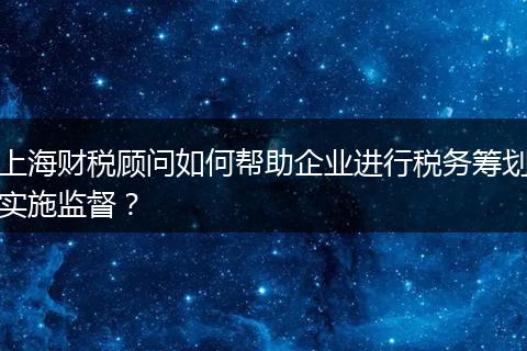 上海财税顾问如何帮助企业进行税务筹划实施监督？