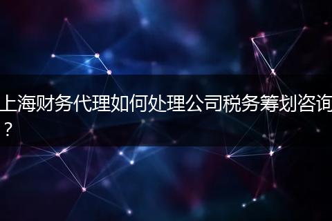 上海财务代理如何处理公司税务筹划咨询？