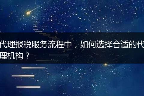 代理报税服务流程中，如何选择合适的代理机构？