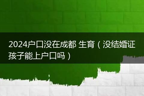 2024户口没在成都 生育（没结婚证孩子能上户口吗）