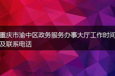 重庆市渝中区政务服务办事大厅工作时间及联系电话