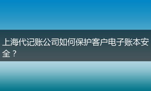 上海代记账公司如何保护客户电子账本安全?