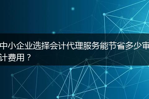 中小企业选择会计代理服务能节省多少审计费用？