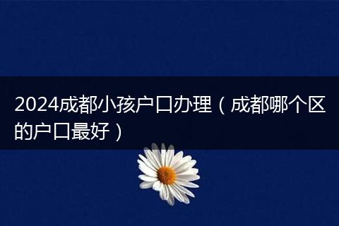 2024成都小孩户口办理（成都哪个区的户口最好）