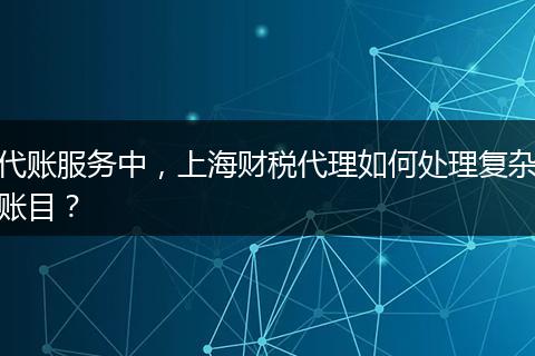 代账服务中,上海财税代理如何处理复杂账目?