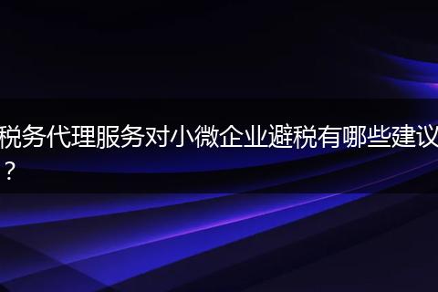 税务代理服务对小微企业避税有哪些建议？