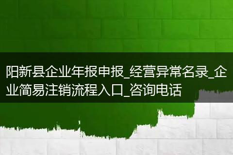 阳新县企业年报申报_经营异常名录_企业简易注销流程入口_咨询电话