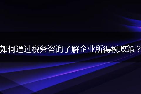 如何通过税务咨询了解企业所得税政策？