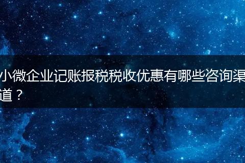 小微企业记账报税税收优惠有哪些咨询渠道?